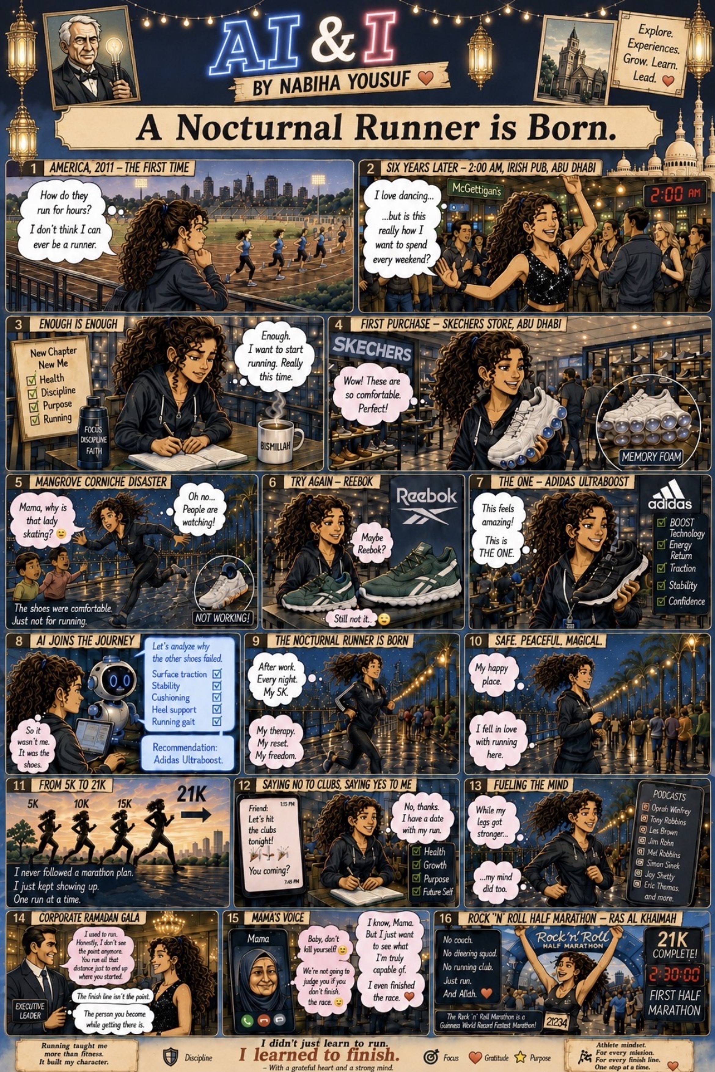 A Nocturnal Runner Is Born — illustrated AI & I story