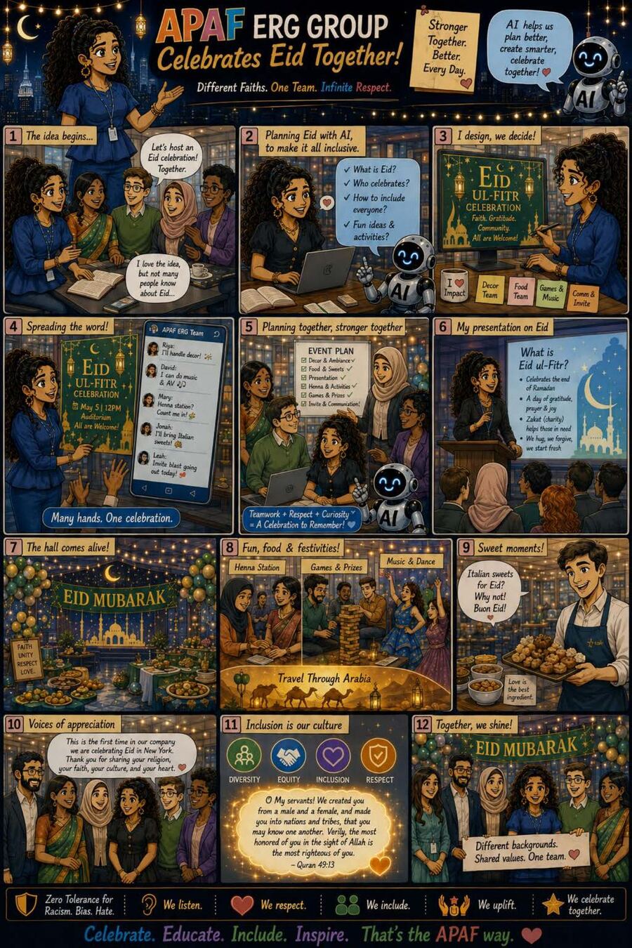 Celebrating Eid Together — illustrated AI & I story